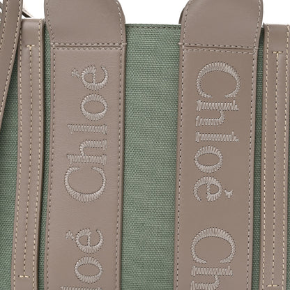 Chloe Cotton Calfskin Small Woody Ribbon Tote Faded Green 8 of 11