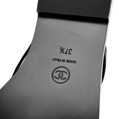 Chanel Goatskin CC Times Square Thong Sandals 37.5 Black 8 of 10