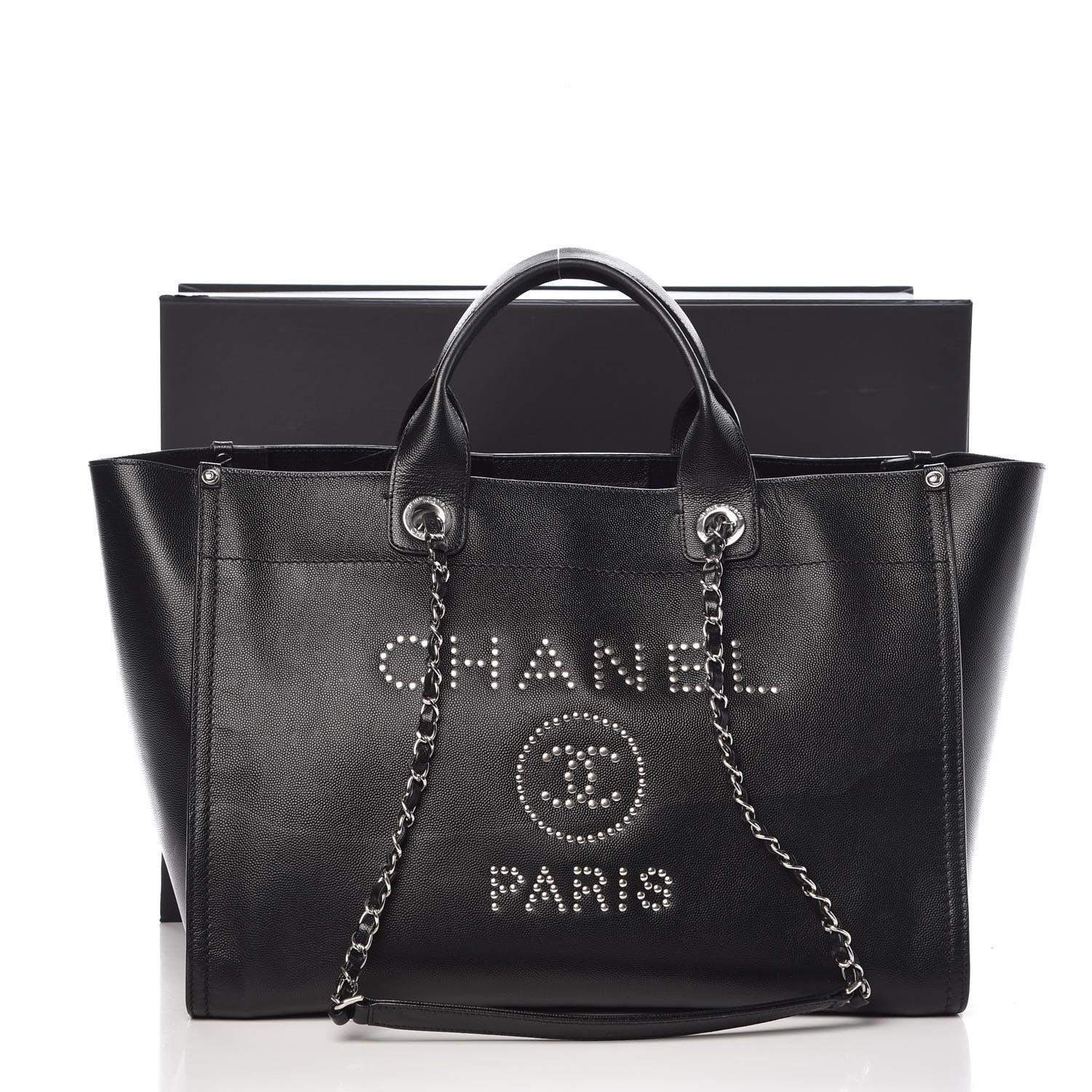 Chanel Caviar Medium Studded Deauville Tote Black 20 of 20