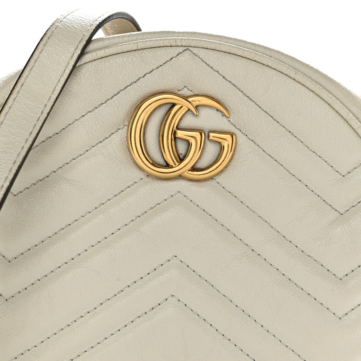 Gucci Calfskin Matelasse Mini GG Marmont Round Shoulder Bag White 7 of 11