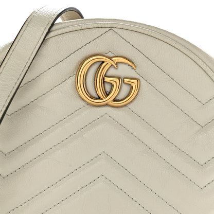 Gucci Calfskin Matelasse Mini GG Marmont Round Shoulder Bag White 7 of 11