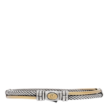 David Yurman Sterling Silver 18K Yellow Gold 3mm Crossover Bracelet 1 of 3
