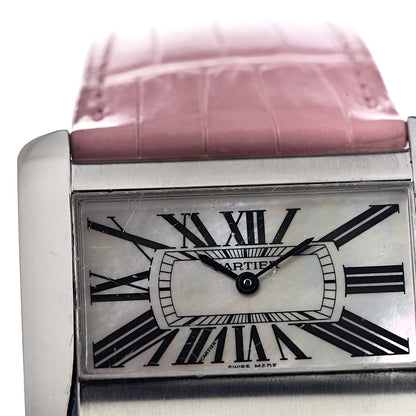Cartier Stainless Steel Crocodile Mother of Pearl 38mm Tank Divan Quartz Watch Pink 9 of 10