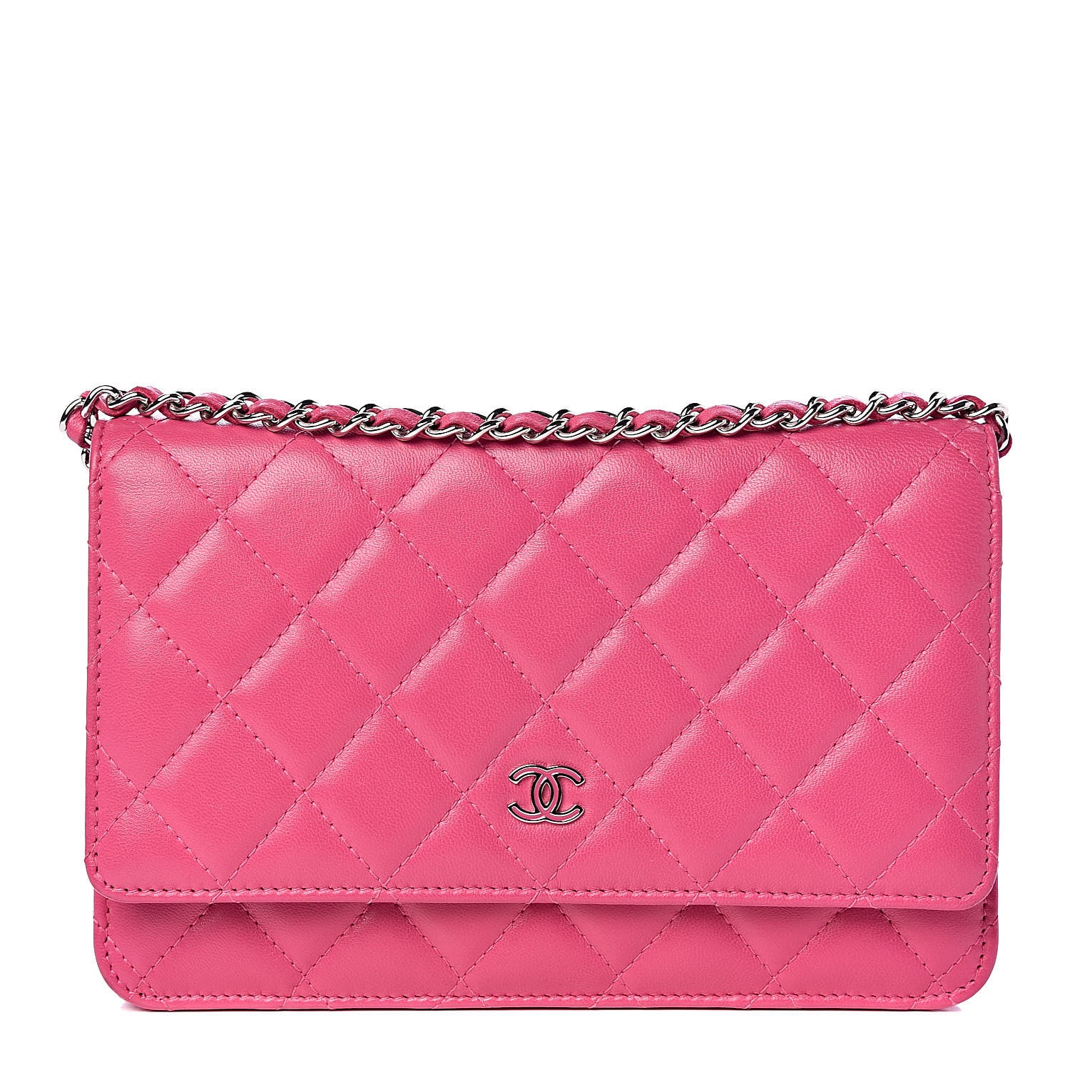 Chanel Lambskin Quilted Wallet On Chain WOC Pink 1 of 11