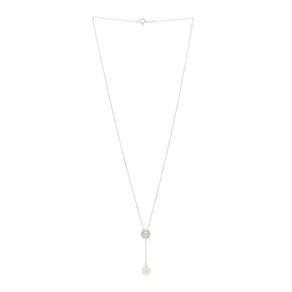 Mikimoto 18K White Gold Diamond Akoya Pearl 7.5-8mm Lariat Necklace 3 of 7