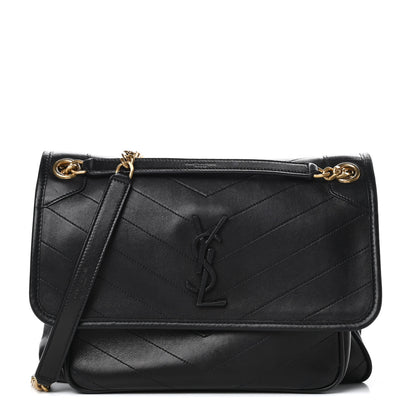 Saint Laurent Lambskin Matelasse Monogram Medium Niki Chain Satchel Black 1 of 15