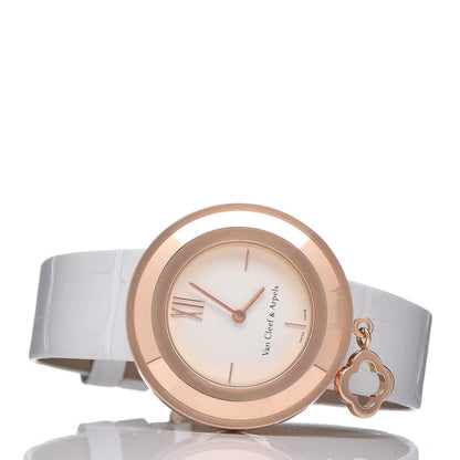 Van Cleef & Arpels 18K Rose Gold Alligator Diamond 32mm Charms Quartz Watch 3 of 9