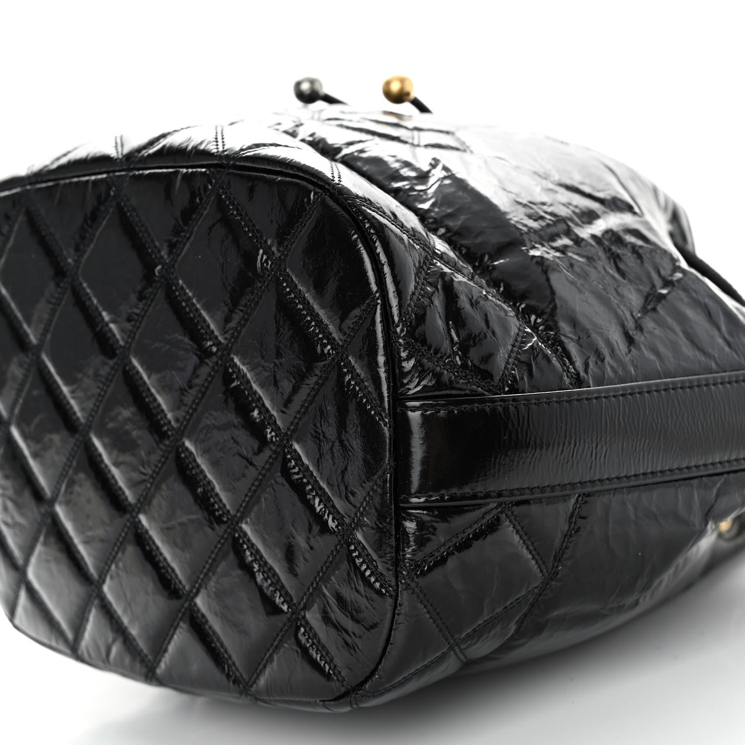 Chanel Shiny Aged Calfskin CC Chain Drawstring Bag Black 10 of 10