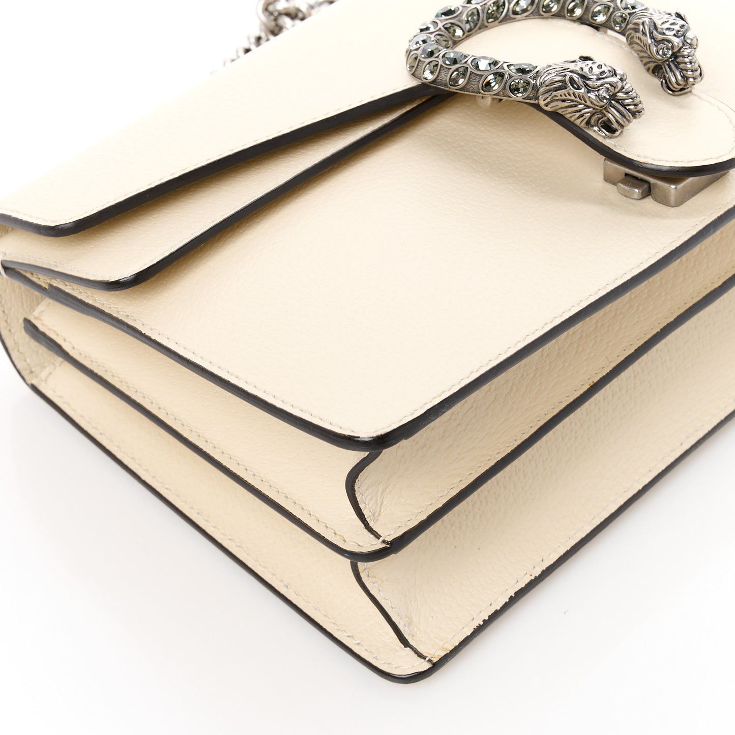 Textured Calfskin Crystal Small Dionysus Shoulder Bag Mystic White