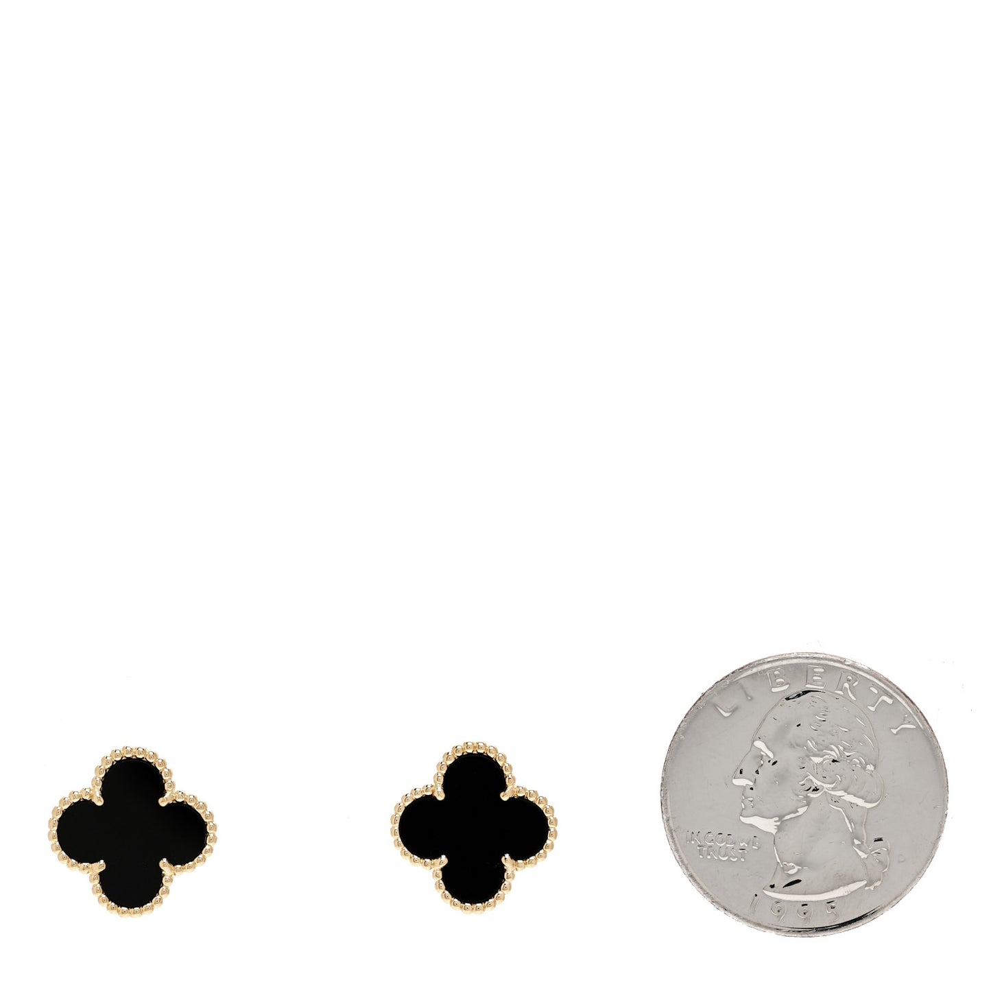 18K Yellow Gold Black Onyx Vintage Alhambra Earrings