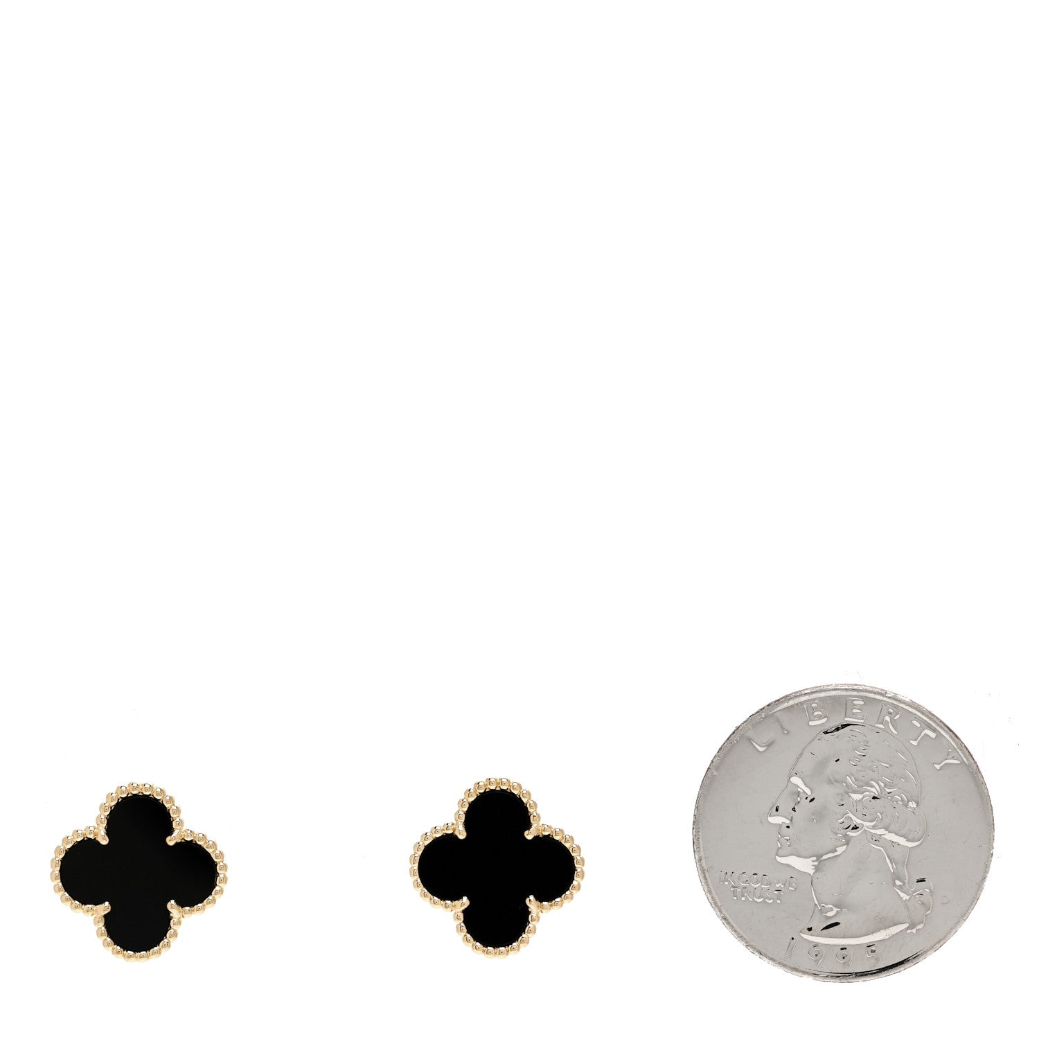 Van Cleef & Arpels 18K Yellow Gold Black Onyx Vintage Alhambra Earrings 2 of 5