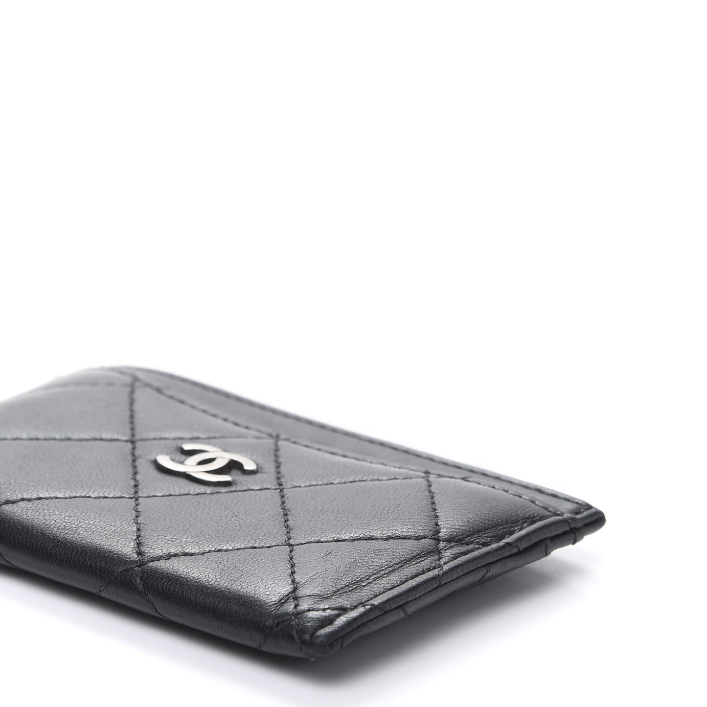 Lambskin Quilted Card Holder Black