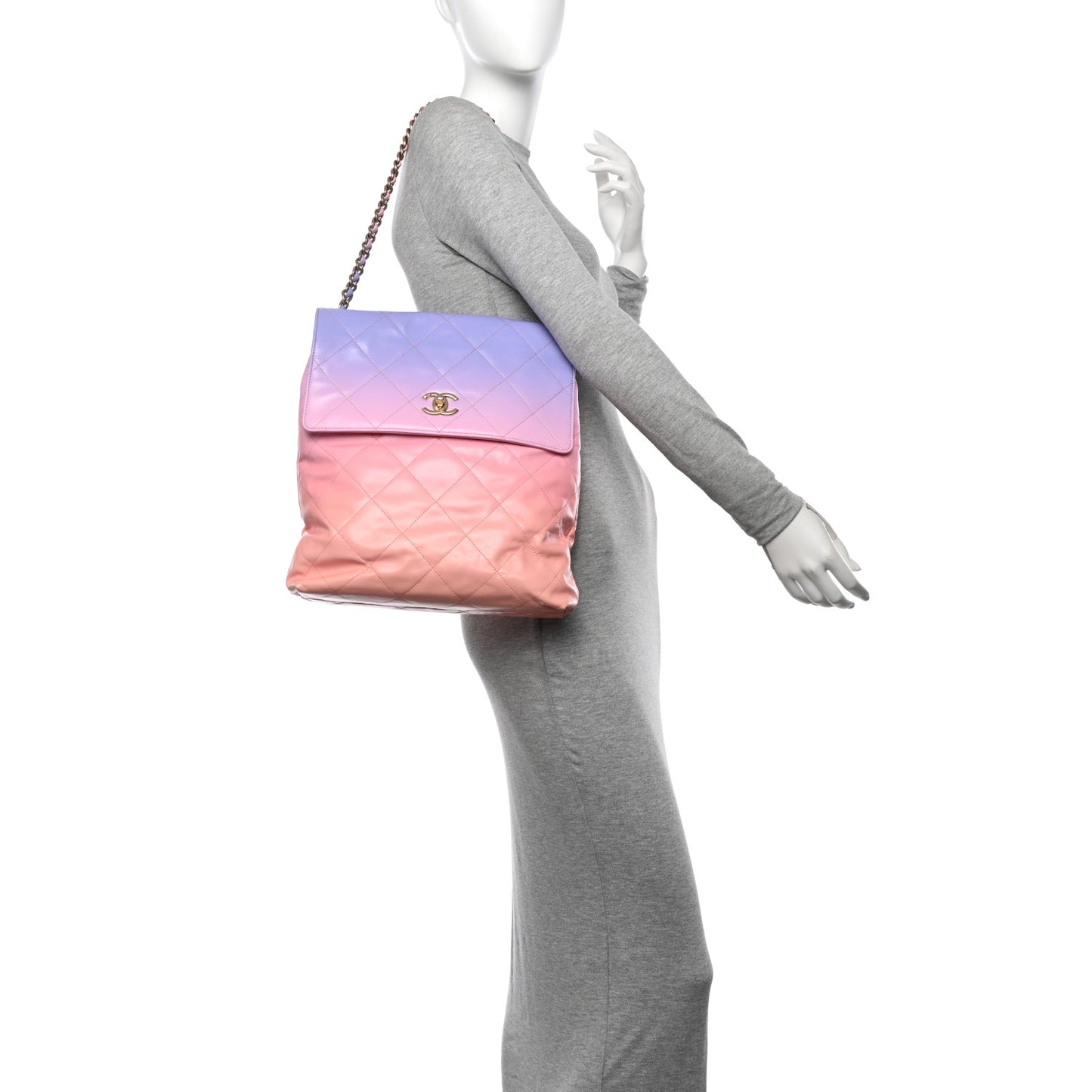 Shaded Calfskin CC Hobo Light Purple Pink Coral