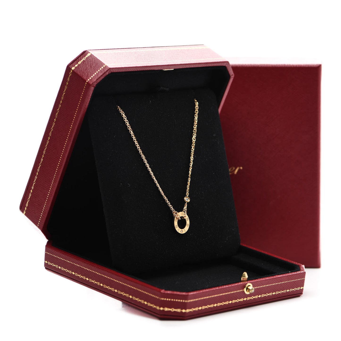 18K Yellow Gold 2 Diamond LOVE Necklace