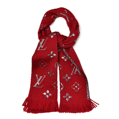 Louis Vuitton Wool Silk Logomania Shine Scarf Rubis 1 of 4