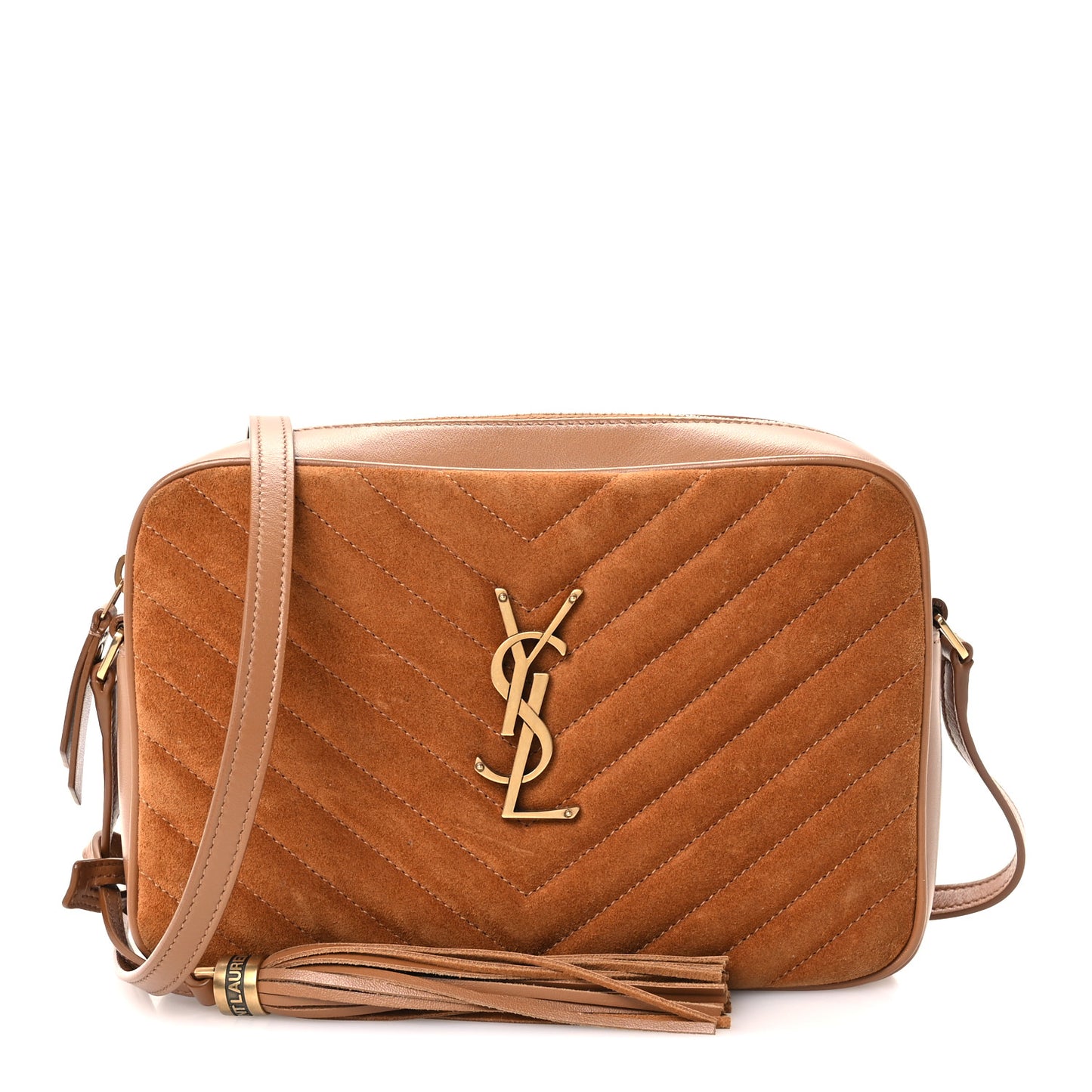 Suede Matelasse Monogram Lou Camera Bag Cinnamon