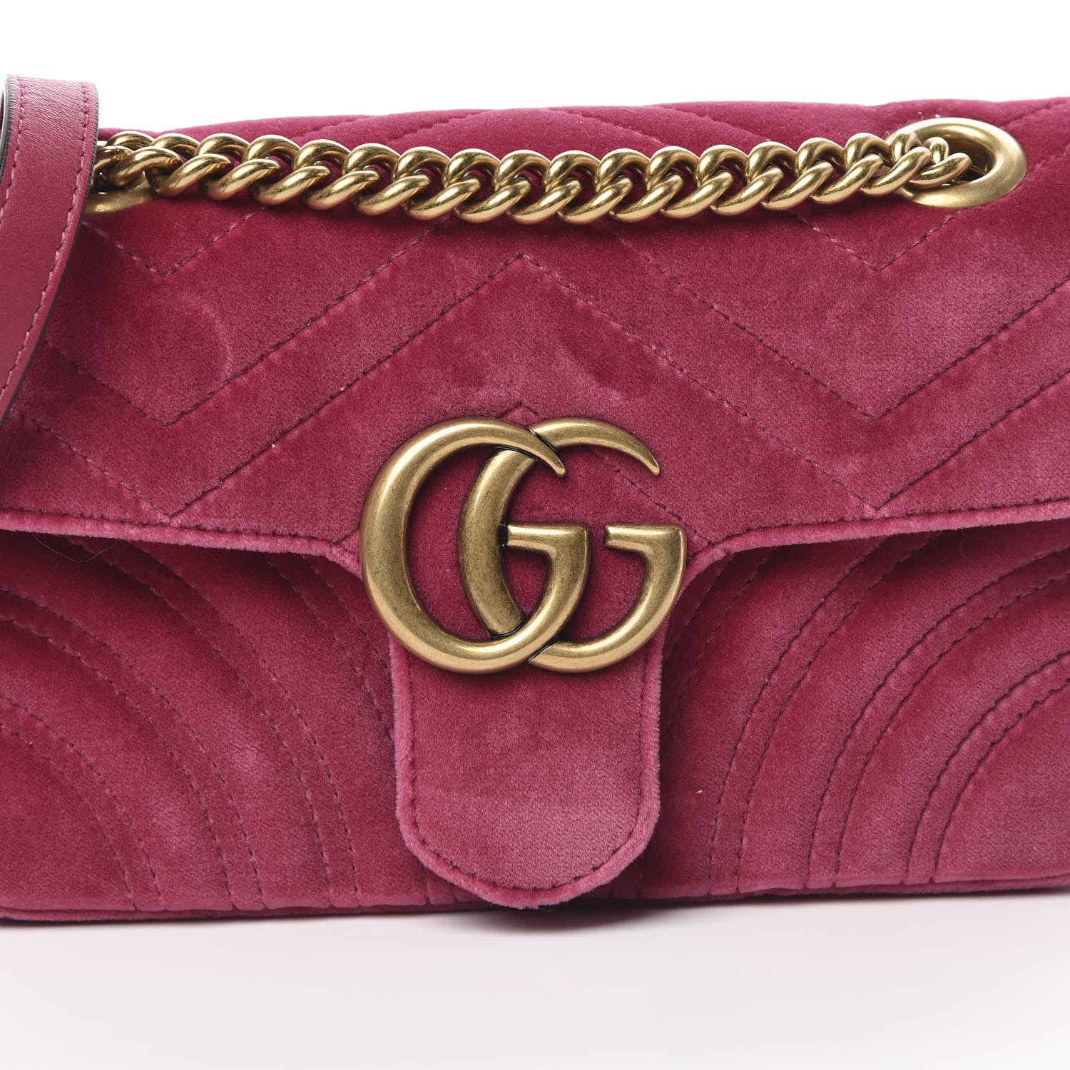 Gucci Velvet Matelasse Mini GG Marmont Shoulder Bag Light Raspberry Rose 7 of 12