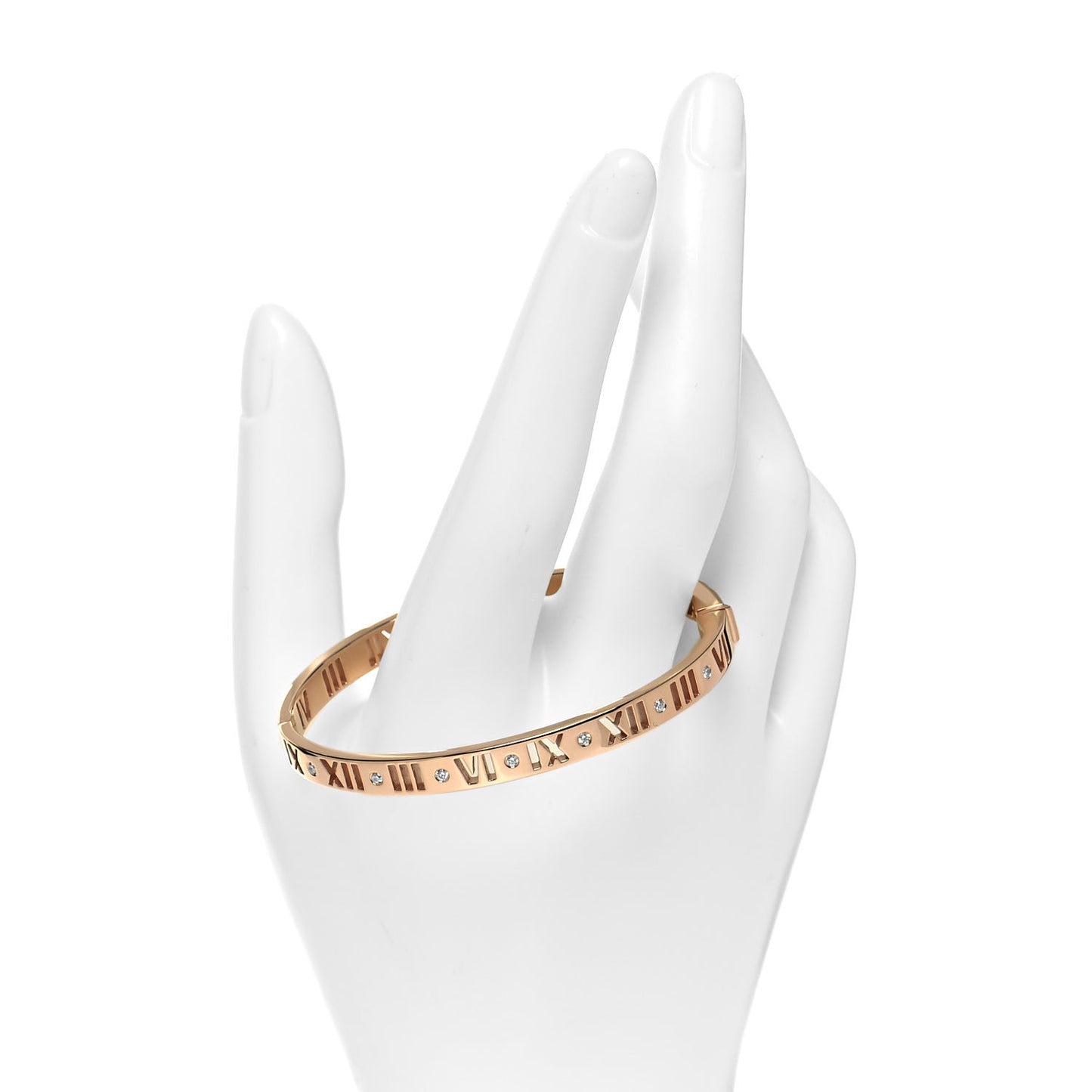 18K Rose Gold Diamond Atlas Pierced Hinged Bangle Bracelet