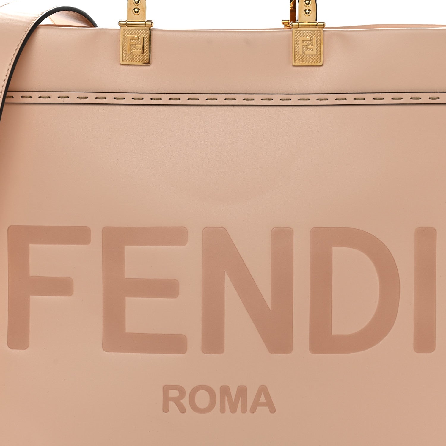 Fendi Vitello King Plexiglass Logo Embossed Medium Fendi Sunshine Shopper Tote Light Rose 8 of 10