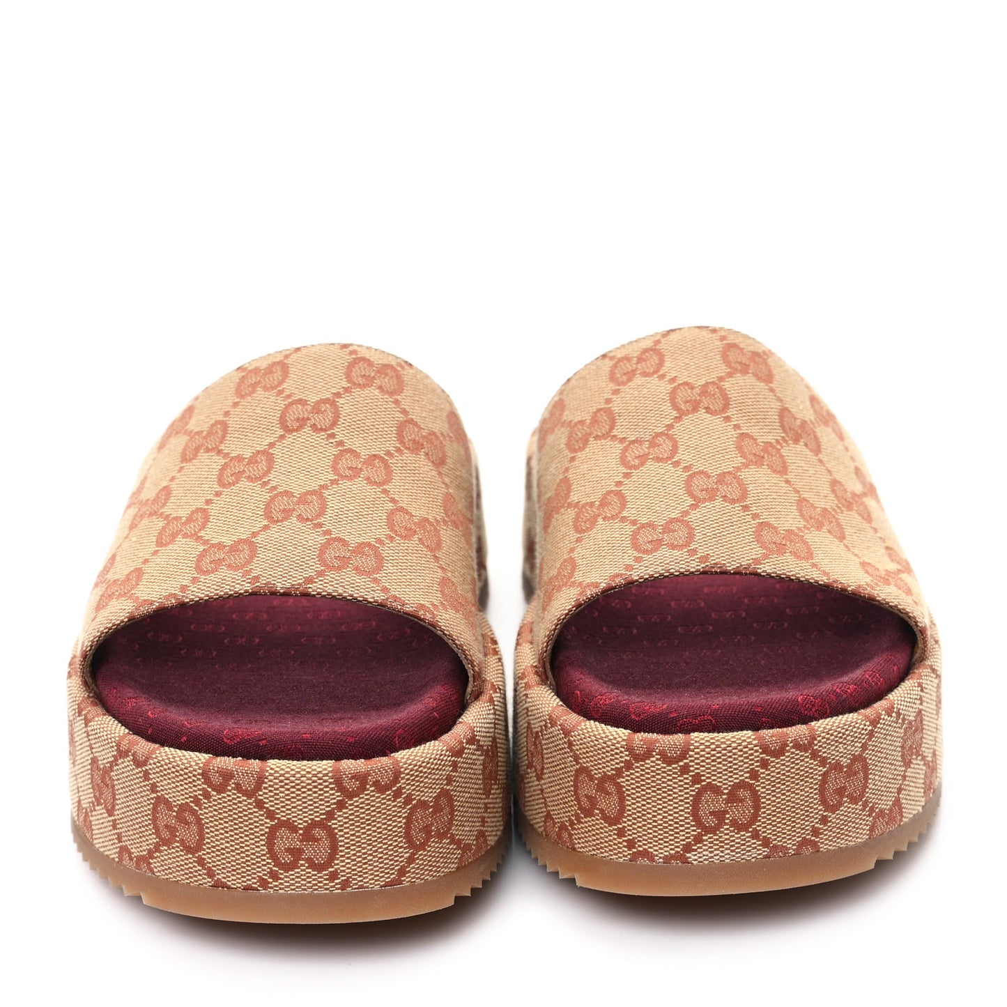 Canvas GG Monogram Angelina Platform Slide Sandals 40 Beige Ruggine