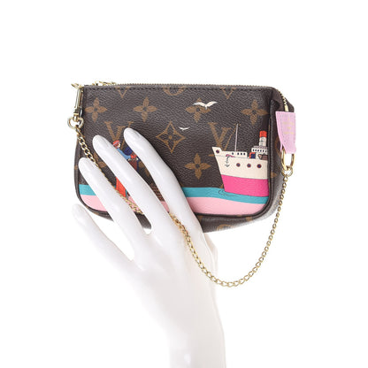 Louis Vuitton Monogram 2016 Christmas Animation Mini Pochette Accessories Rose Ballerine 2 of 7