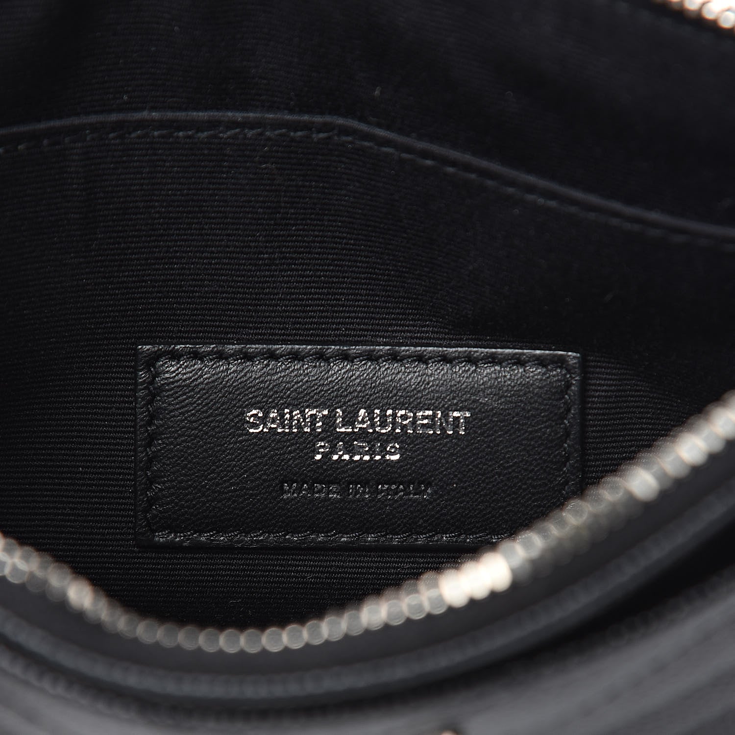Saint Laurent Grain De Poudre Chevron Monogram Bill Pouch Black 6 of 8