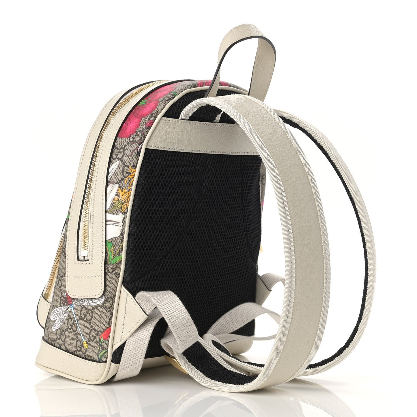 GG Supreme Monogram Flora Web Small Ophidia Day Backpack White