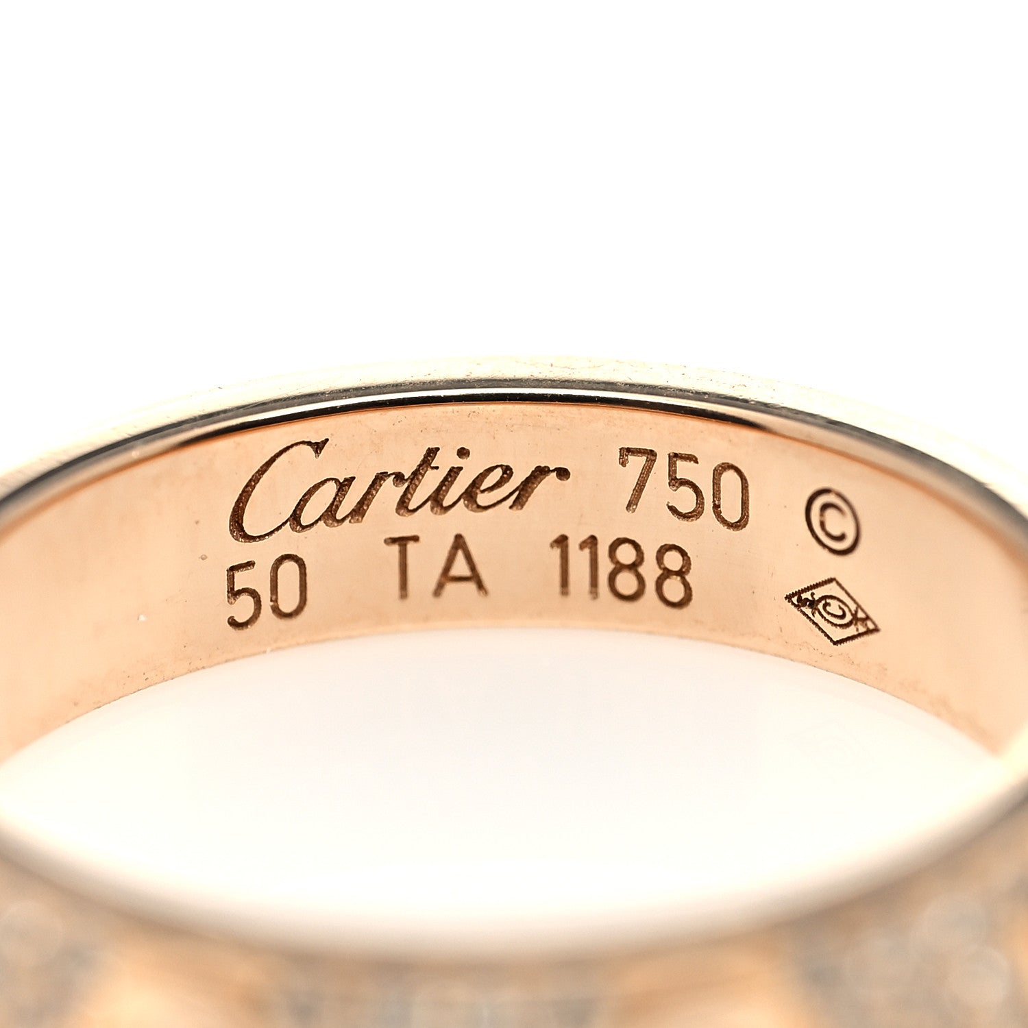Cartier 18K Pink Gold Diamond 4mm LOVE Wedding Paved Band Ring 50 5.5 4 of 5