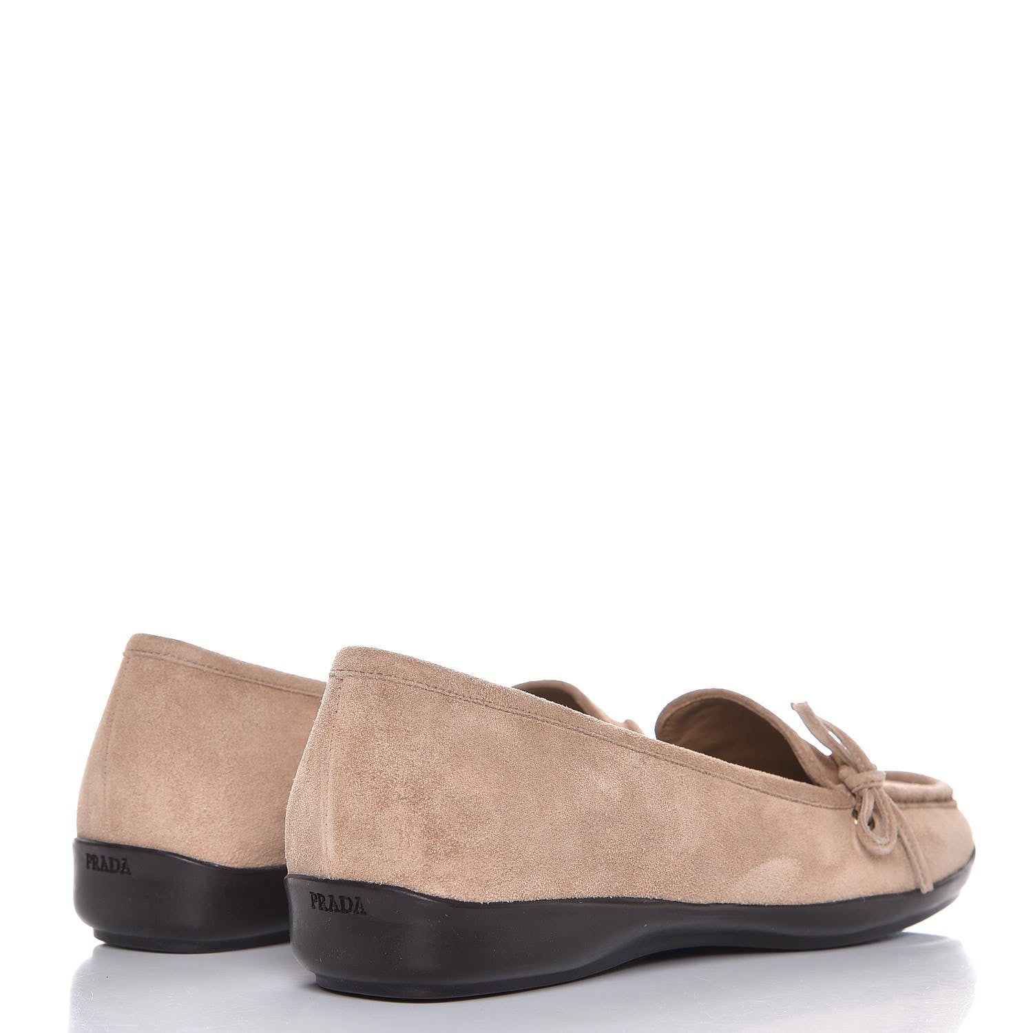 Prada Scamosciato Suede Bow Loafer 36.5 Cammello 4 of 10