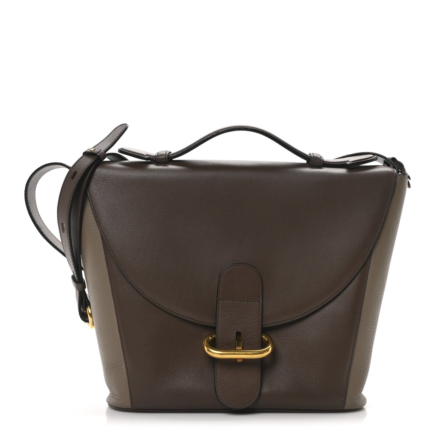 Delvaux Grained Calfskin Top Handle Crossbody Bag Brown 1 of 9