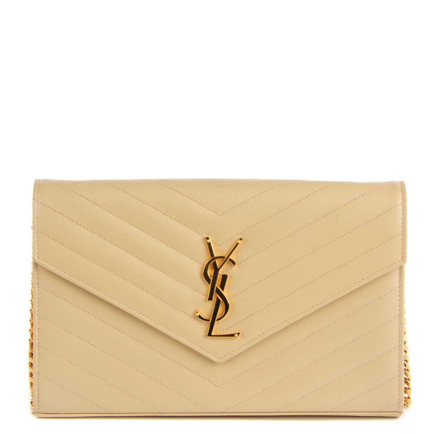 Grain De Poudre Matelasse Chevron Monogram Chain Wallet Powder