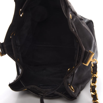 Chanel Lambskin CC Stitched Drawstring Bucket Bag Black 5 of 9