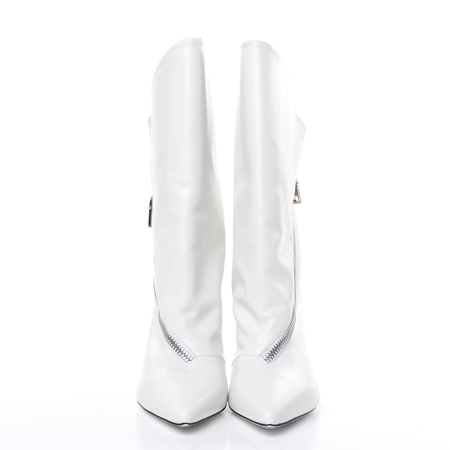 Calfskin Asymmetric Show 80 Zip Bootie 41 White