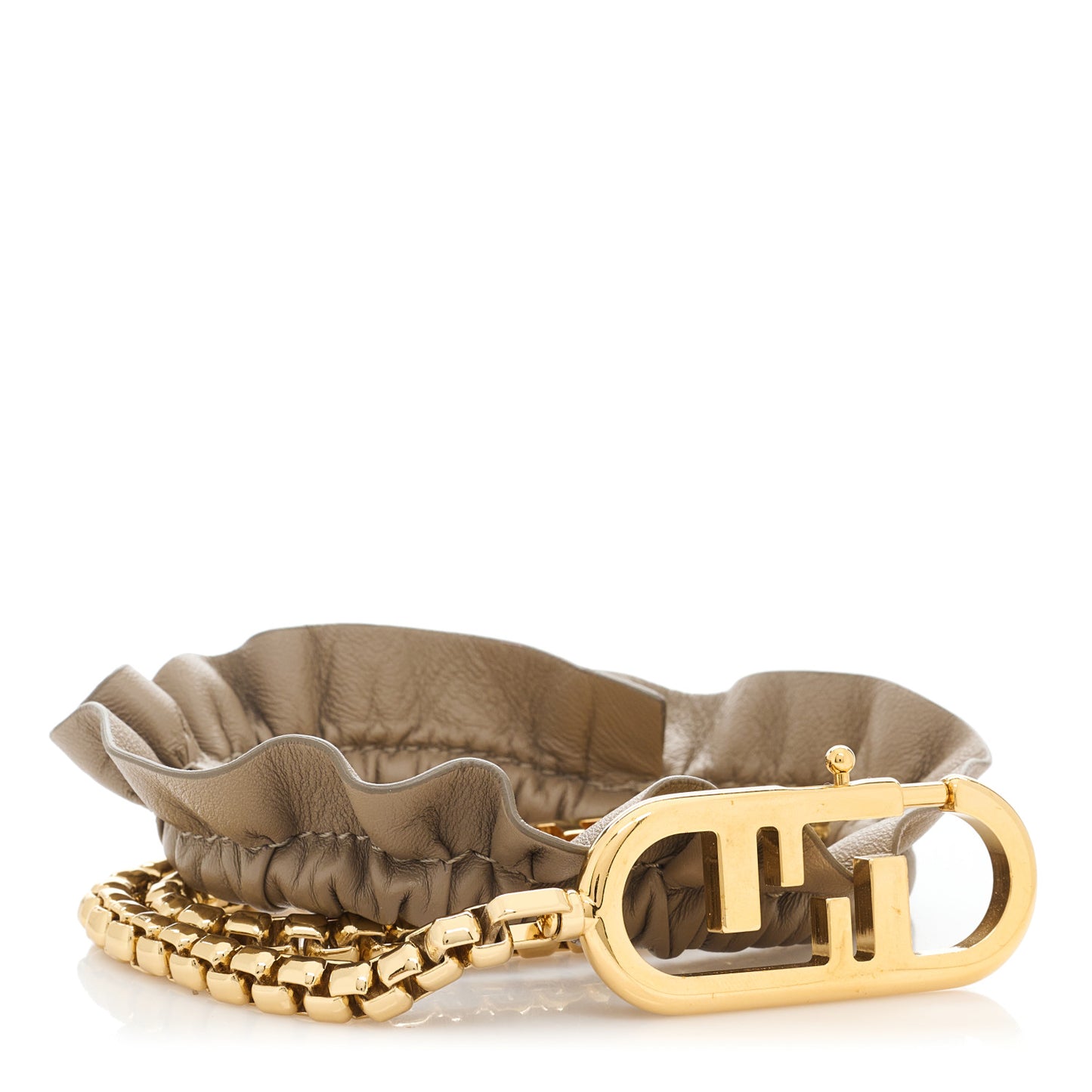 Lambskin Ruffled O'Lock Chain Strap You Beige