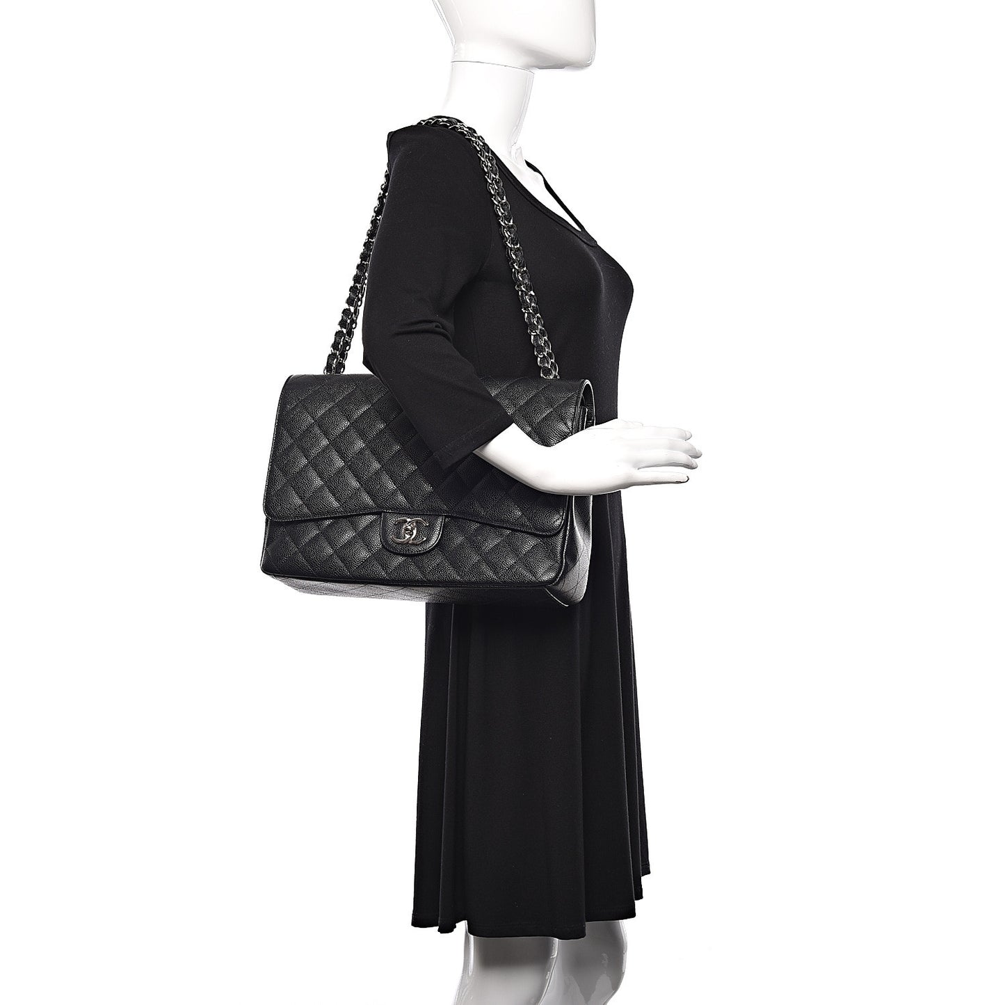 Caviar Quilted Maxi Double Flap Black