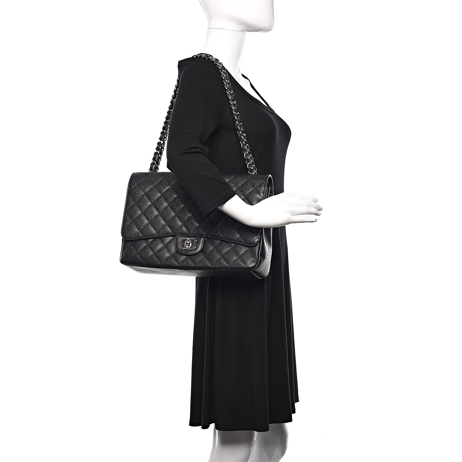 Chanel Caviar Quilted Maxi Double Flap Black 2 of 11