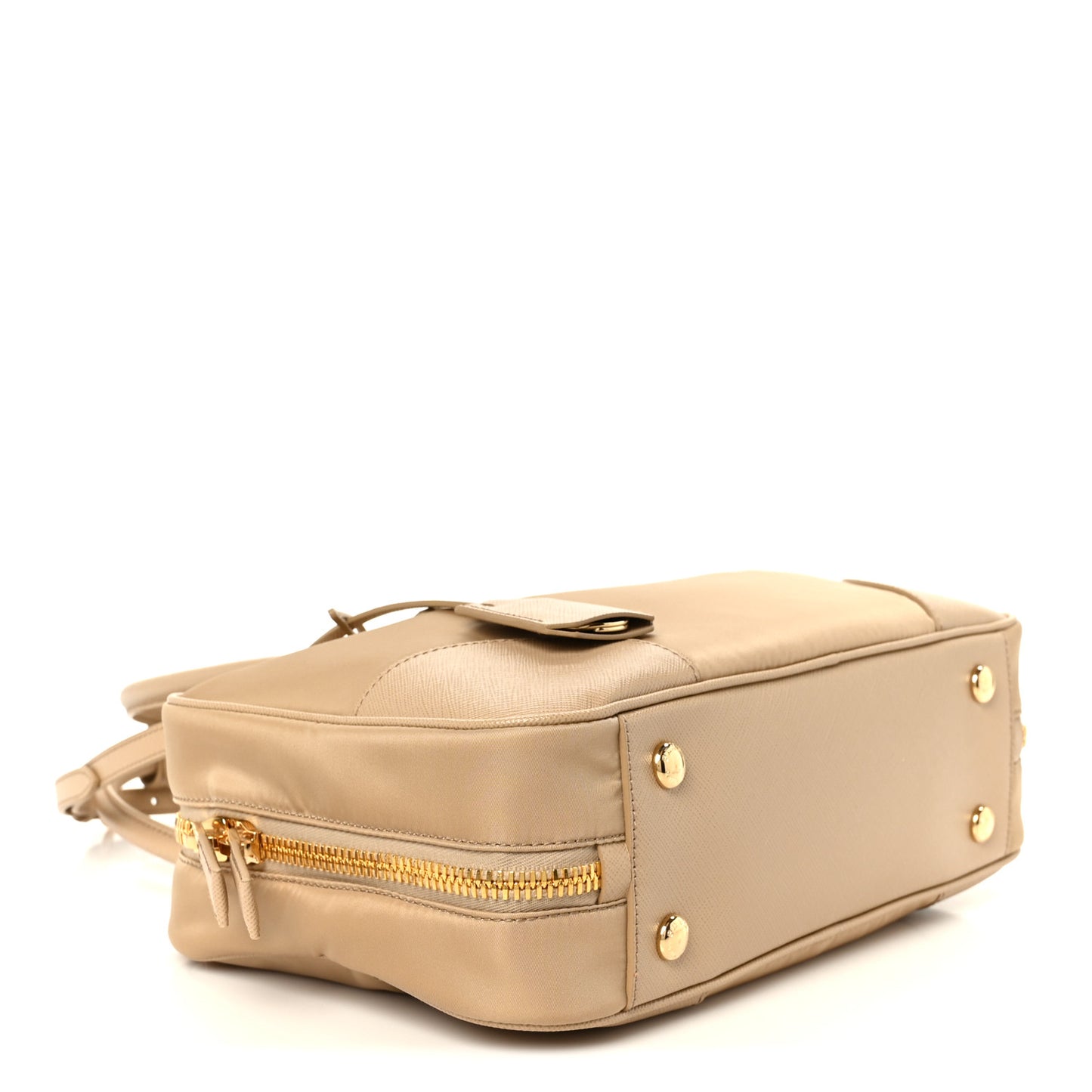 Re-Nylon Saffiano Medium Re-Edition 1978 Two Handle Bag Cammello