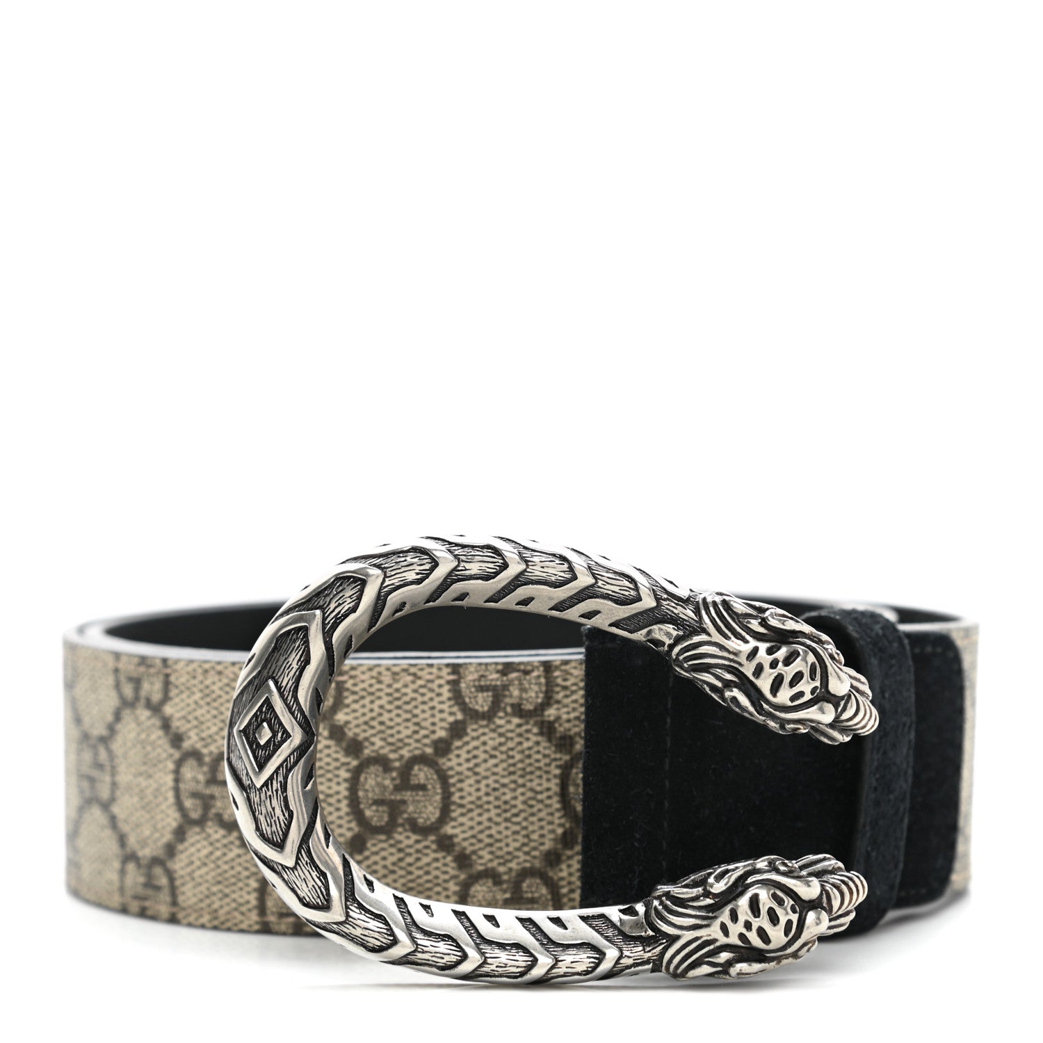 Gucci GG Supreme Monogram Suede Dionysus 40mm Belt 90 36 Beige Black 1 of 5