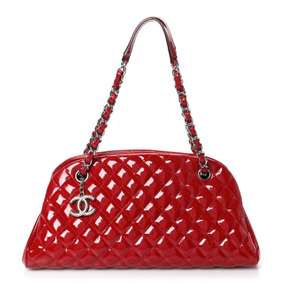 Chanel Patent Quilted Medium Just Mademoiselle Bowling Bag Red 1 of 11