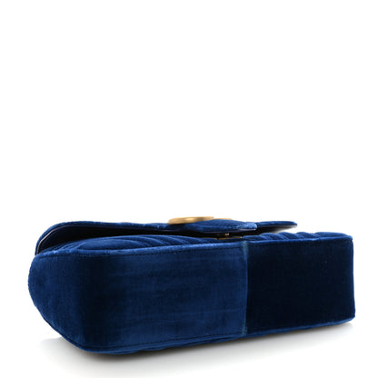 Gucci Velvet Matelasse Small GG Marmont Shoulder Bag Cobalt Blue 4 of 10