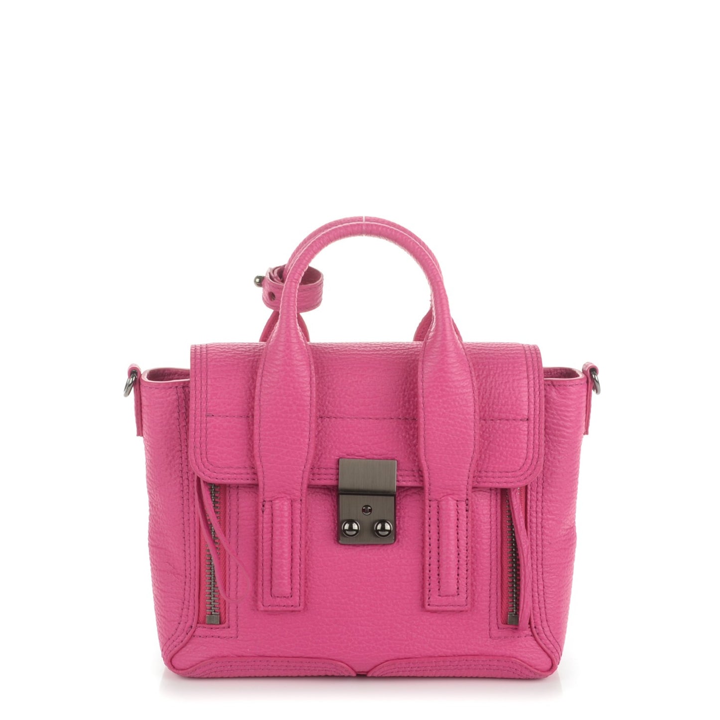 3.1 Textured Calfskin Mini Pashli Satchel Bright Fuchsia