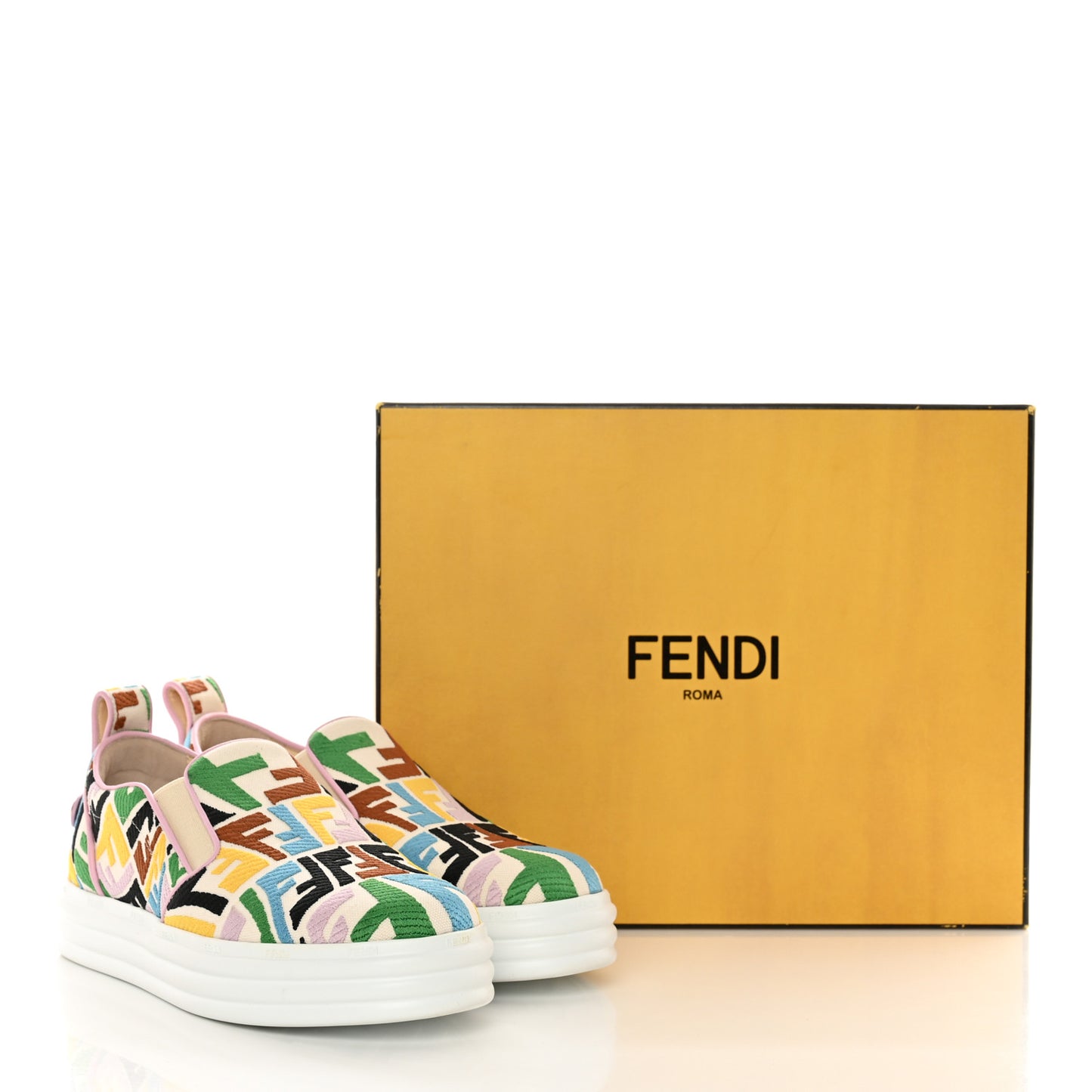 X SARA COLEMAN Canvas FF Vertigo Embroidered Womens Rise Slip On Sneakers 37 Grezzo Multicolor