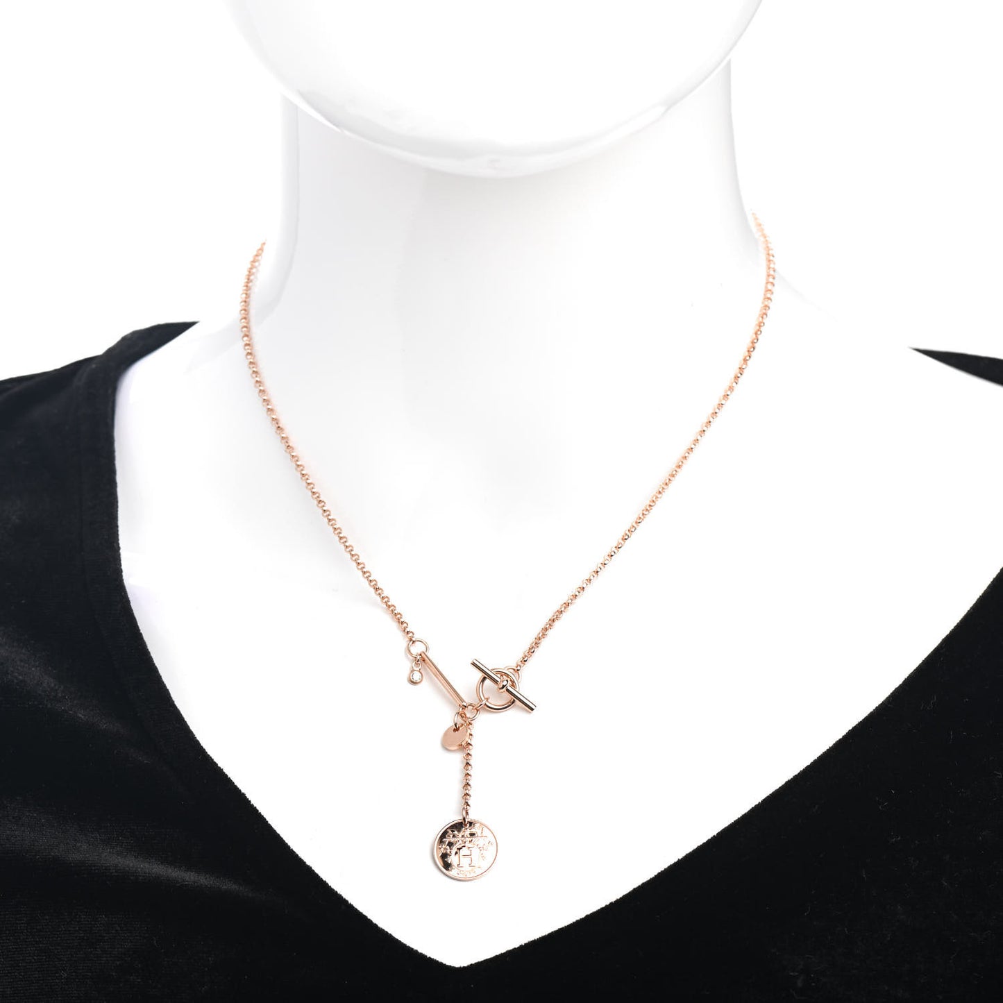 18K Rose Gold Diamond PM Ex-Libris Pendant Necklace