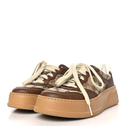 Gucci Calfskin GG Monogram Womens Platform 55mm Sneakers 37.5 Hezelnut Beige Ebony Mystic White 3 of 7