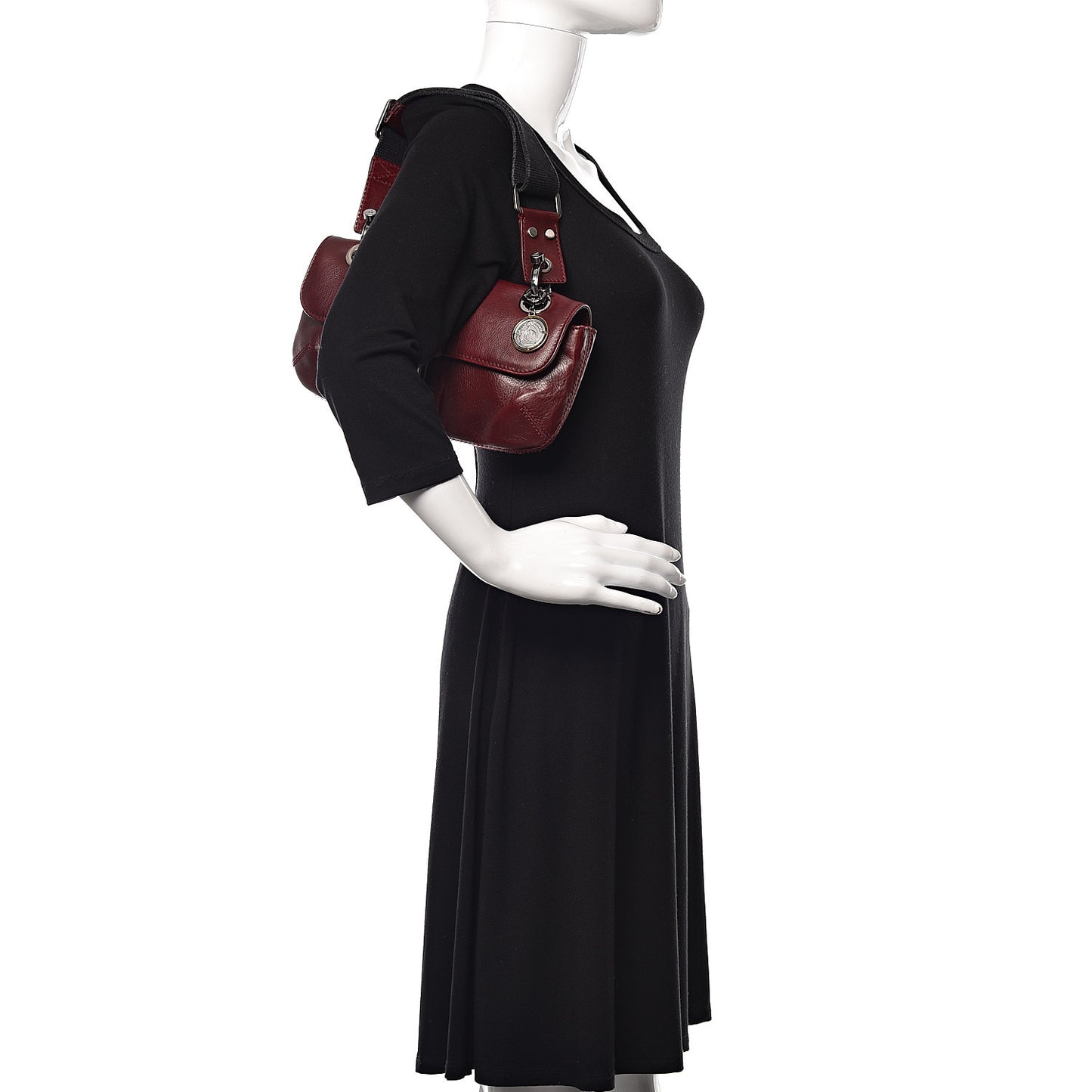 Calfskin Flap Shoulder Bag Burgundy