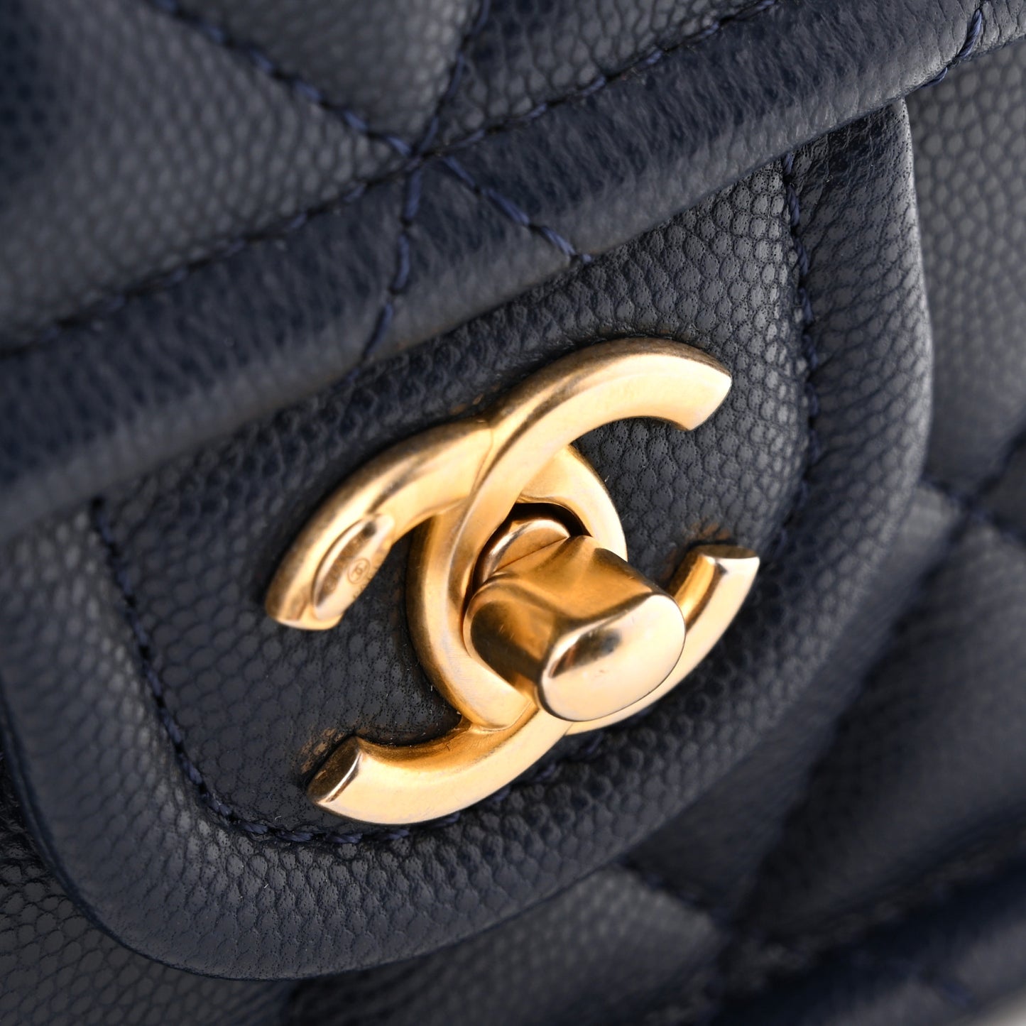 Caviar Quilted Mini Sweet Classic Flap Navy Blue