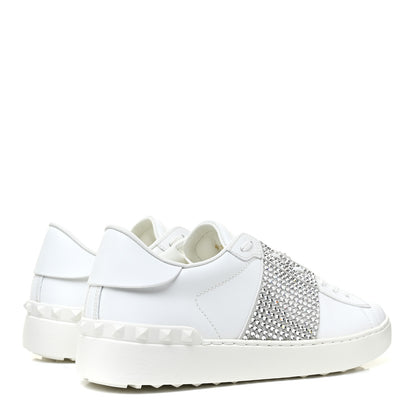 Valentino Garavani Calfskin Crystal Rockstud Open Sneakers 39 White Ice 4 of 8
