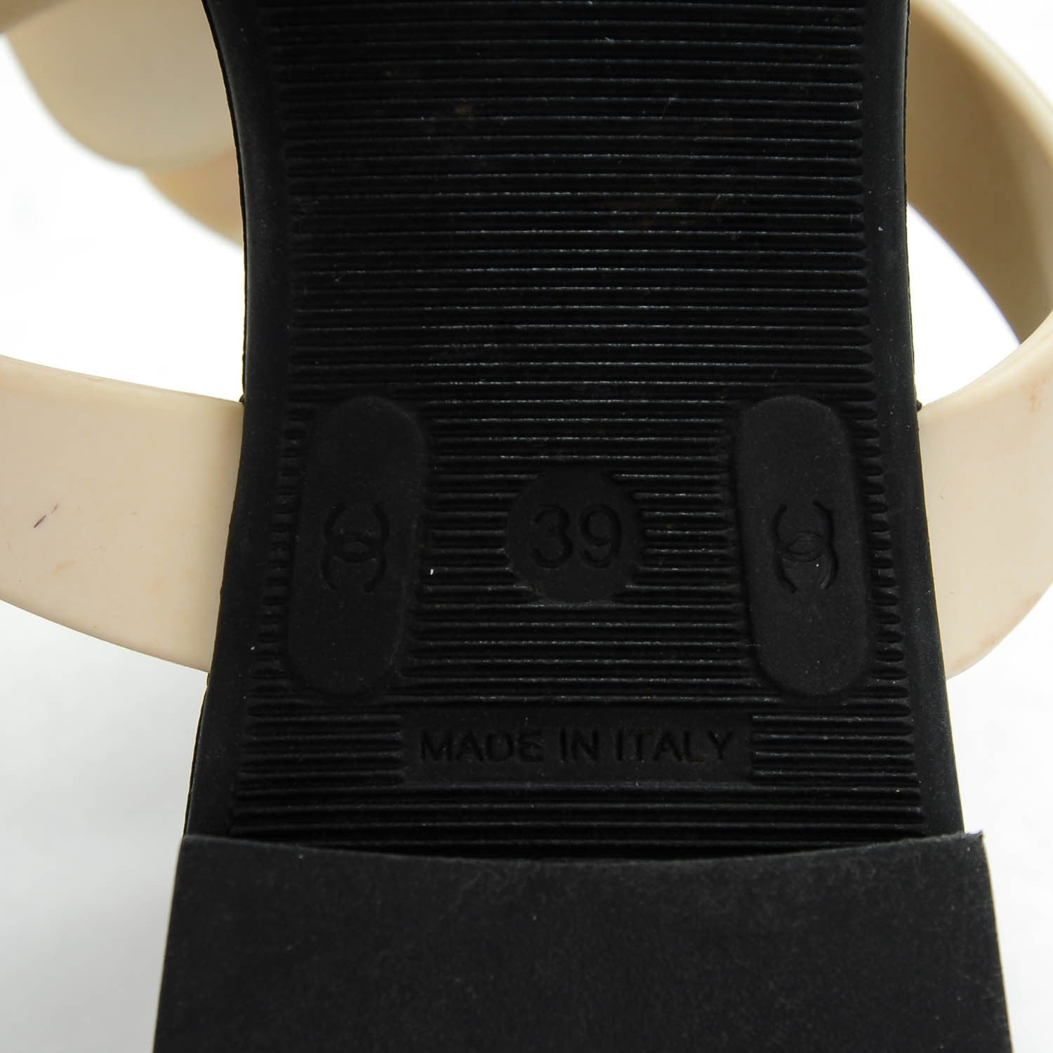 Chanel Jelly Quilted Camellia Thong Sandals 39 Black White 6 of 6
