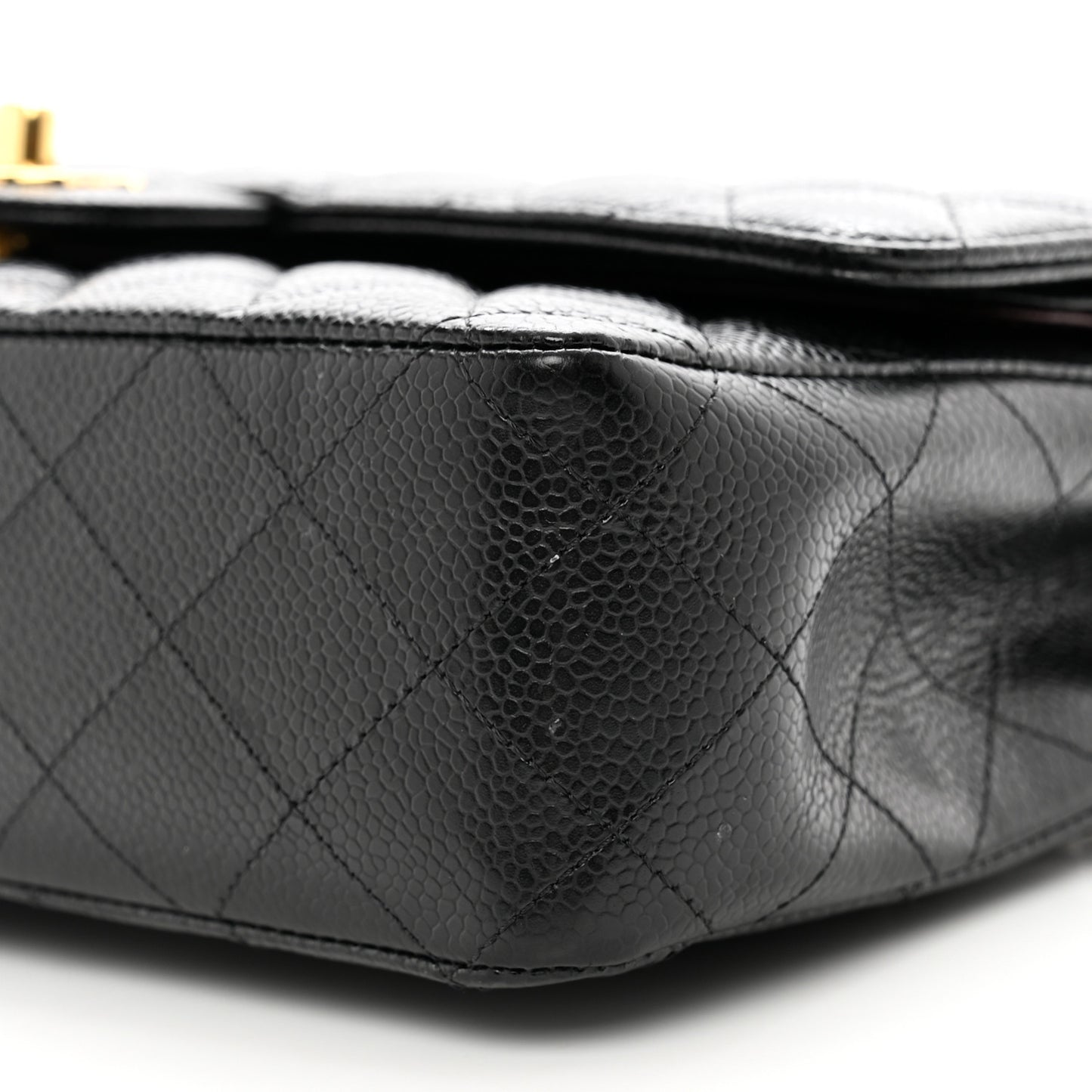 Caviar Quilted Medium Double Flap Black