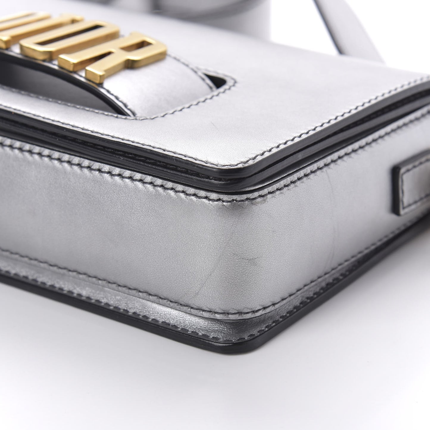 Metallic Smooth Calfskin Dio(r)evolution Flap Bag Silver